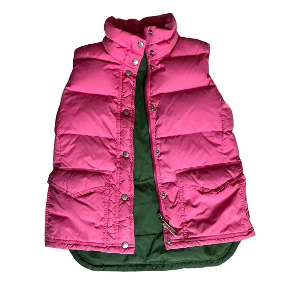J.Crew Women’s Pink & Green Down Puffer Vest XS Lightweight Layering Puffy - Picture 2 of 9